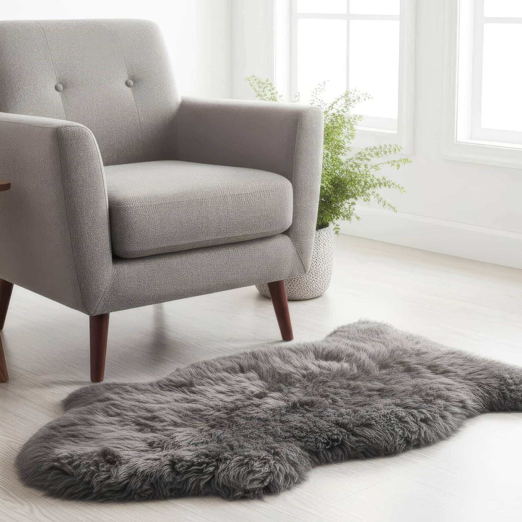 gray sheepskin fur rug dover #size_2' x 3'