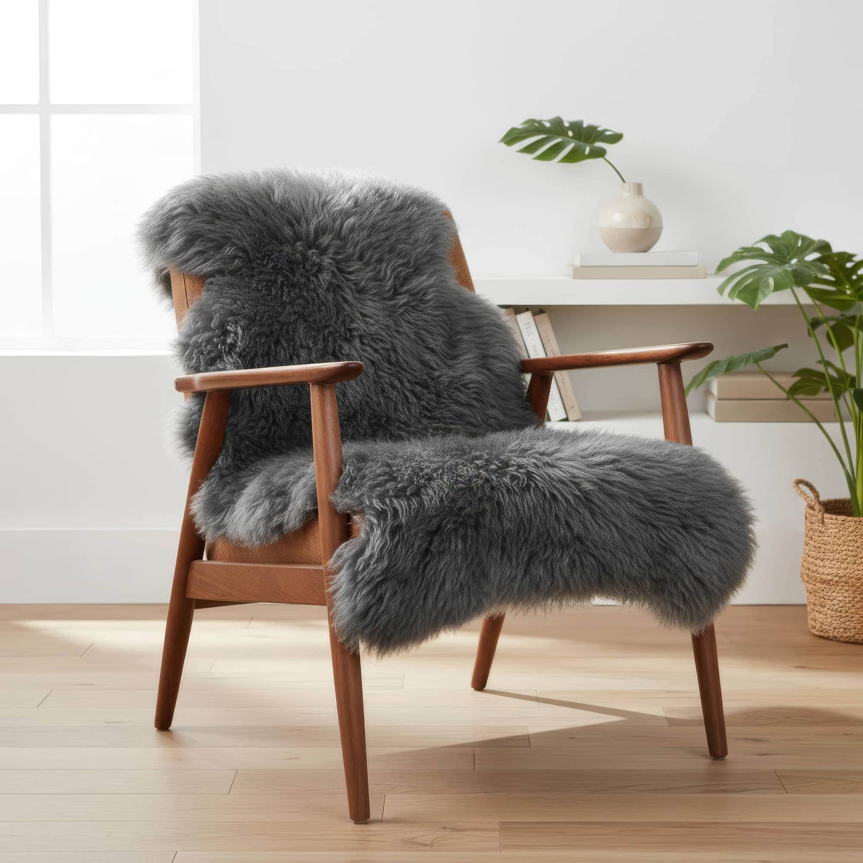 gray sheepskin fur rug dover #size_2' x 3'