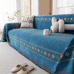 Bohemian Geometric Sofa Throw Cover, Cozy & Protective Ethnic-Inspired Couch Cover