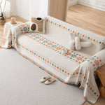 Bohemian Geometric Sofa Throw Cover, Cozy & Protective Ethnic-Inspired Couch Cover