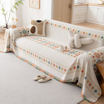 Bohemian Geometric Sofa Throw Cover, Cozy & Protective Ethnic-Inspired Couch Cover