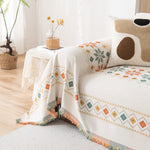 Bohemian Geometric Sofa Throw Cover, Cozy & Protective Ethnic-Inspired Couch Cover