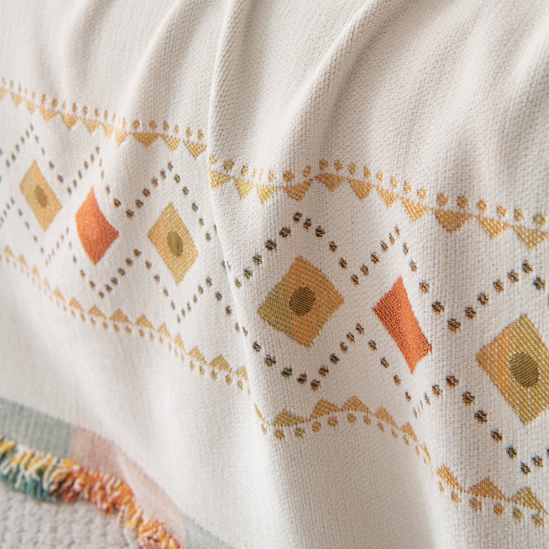 Bohemian Geometric Sofa Throw Cover, Cozy & Protective Ethnic-Inspired Couch Cover