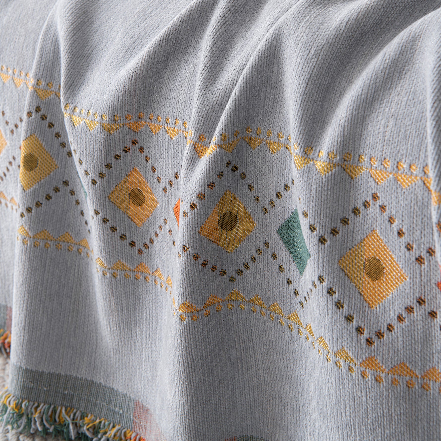 Bohemian Geometric Sofa Throw Cover, Cozy & Protective Ethnic-Inspired Couch Cover