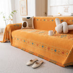 Bohemian Geometric Sofa Throw Cover, Cozy & Protective Ethnic-Inspired Couch Cover