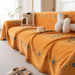 Bohemian Geometric Sofa Throw Cover, Cozy & Protective Ethnic-Inspired Couch Cover