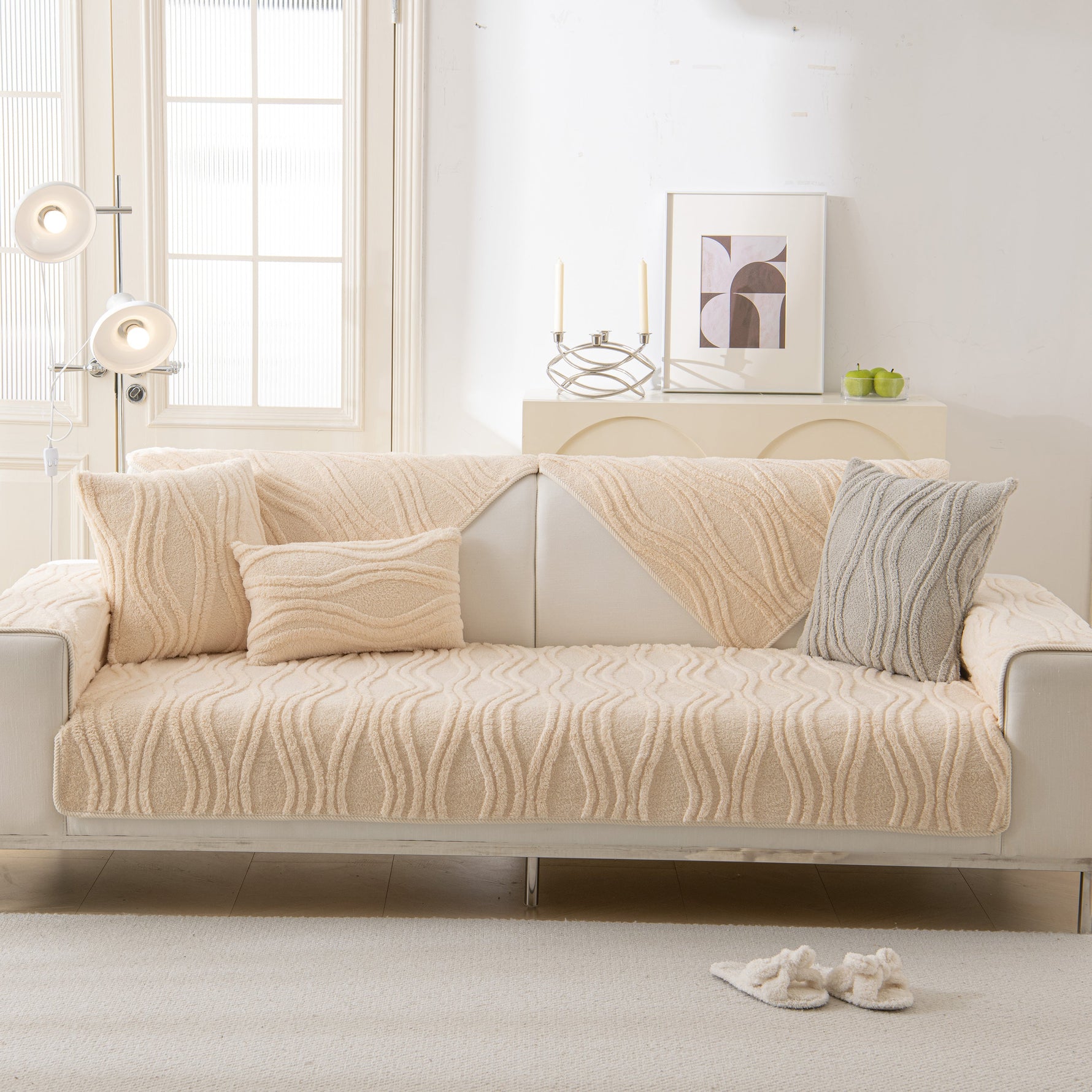 Winter Thickened Non-slip Blanket, Three-Dimensional Embossed Cotton Velvet Sofa Cover