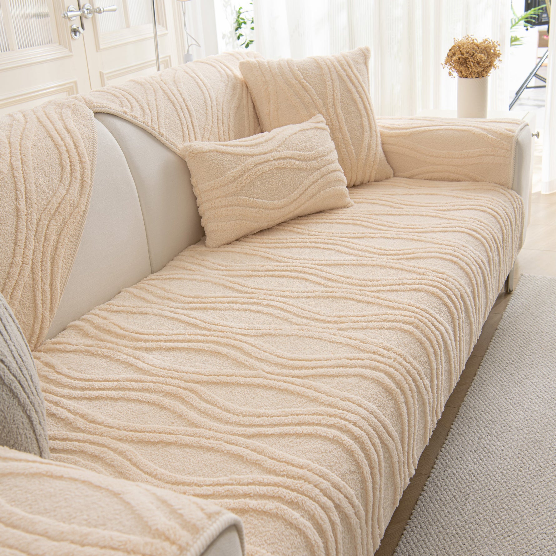 Winter Thickened Non-slip Blanket, Three-Dimensional Embossed Cotton Velvet Sofa Cover