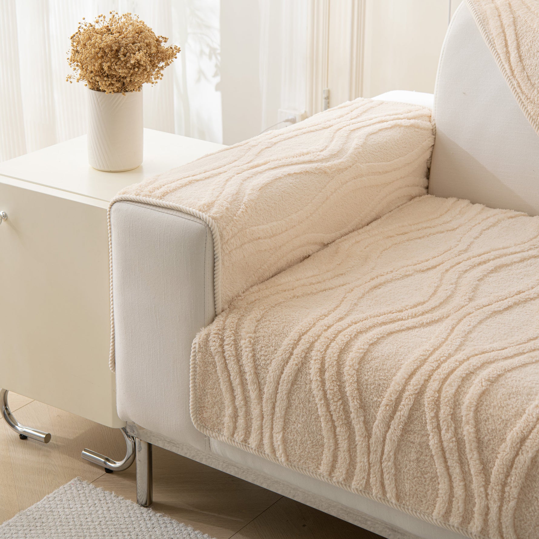 Winter Thickened Non-slip Blanket, Three-Dimensional Embossed Cotton Velvet Sofa Cover