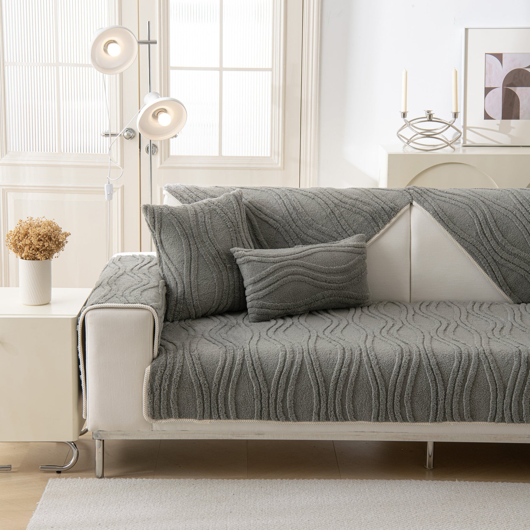 Winter Thickened Non-slip Blanket, Three-Dimensional Embossed Cotton Velvet Sofa Cover