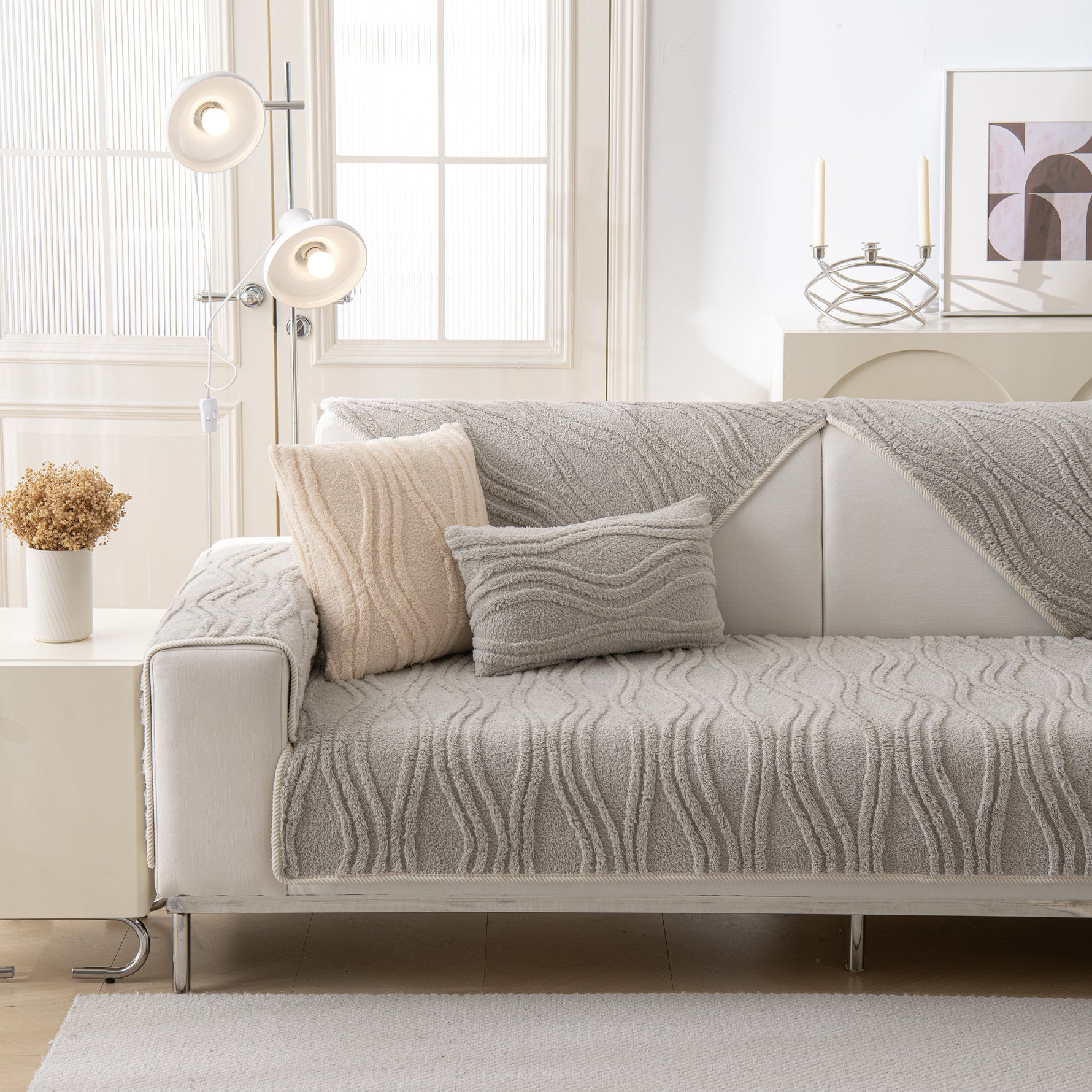 Winter Thickened Non-slip Blanket, Three-Dimensional Embossed Cotton Velvet Sofa Cover