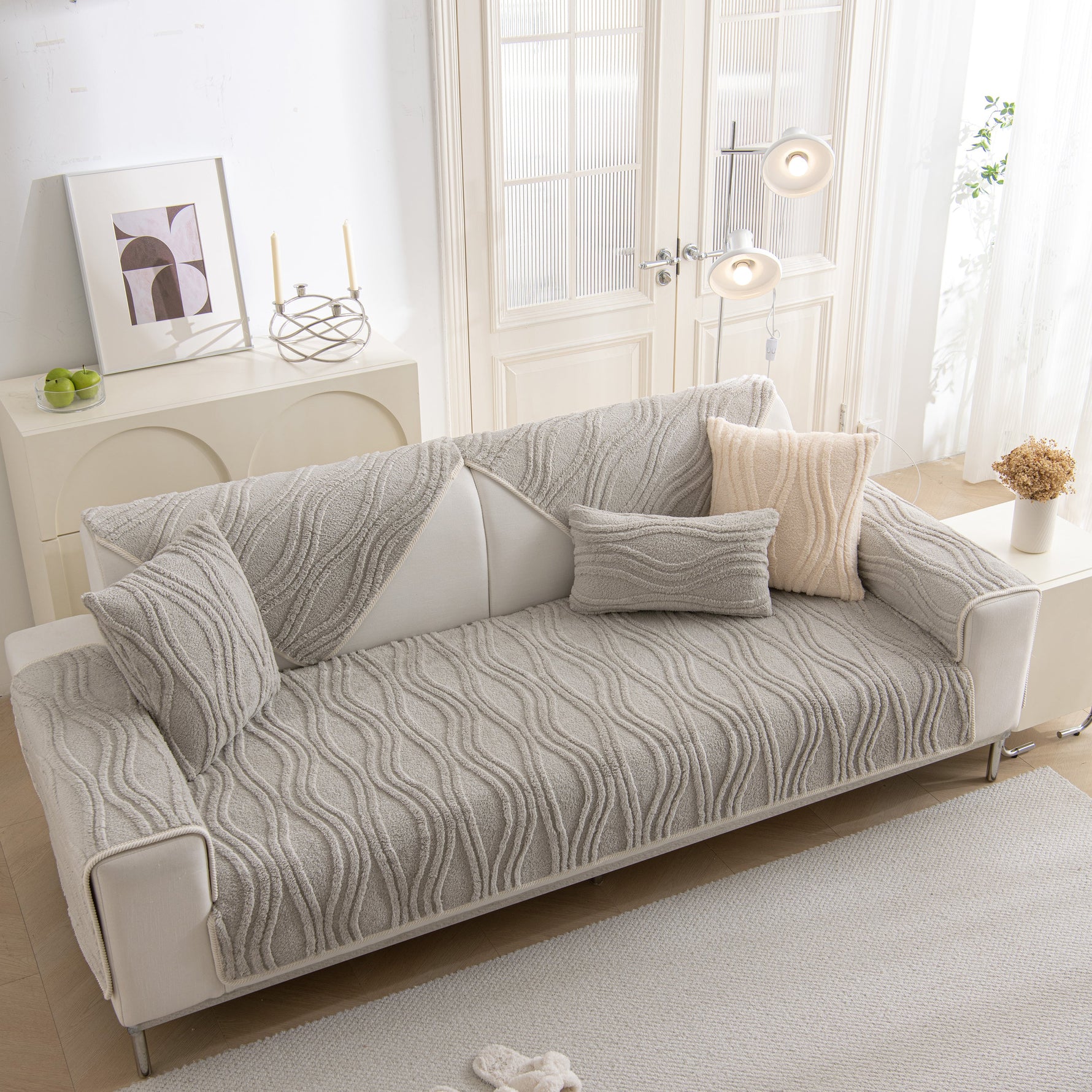 Winter Thickened Non-slip Blanket, Three-Dimensional Embossed Cotton Velvet Sofa Cover
