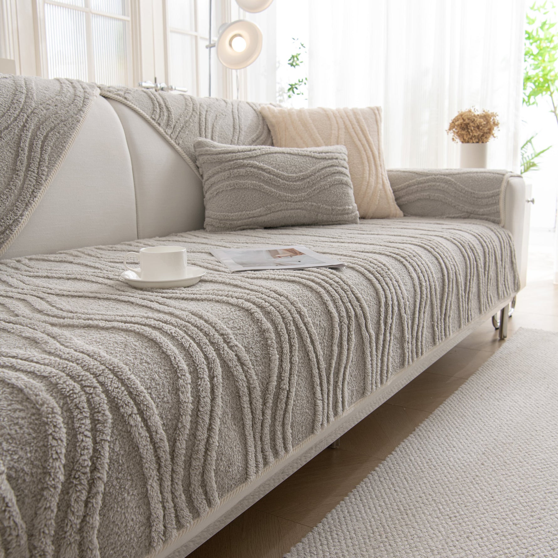 Winter Thickened Non-slip Blanket, Three-Dimensional Embossed Cotton Velvet Sofa Cover