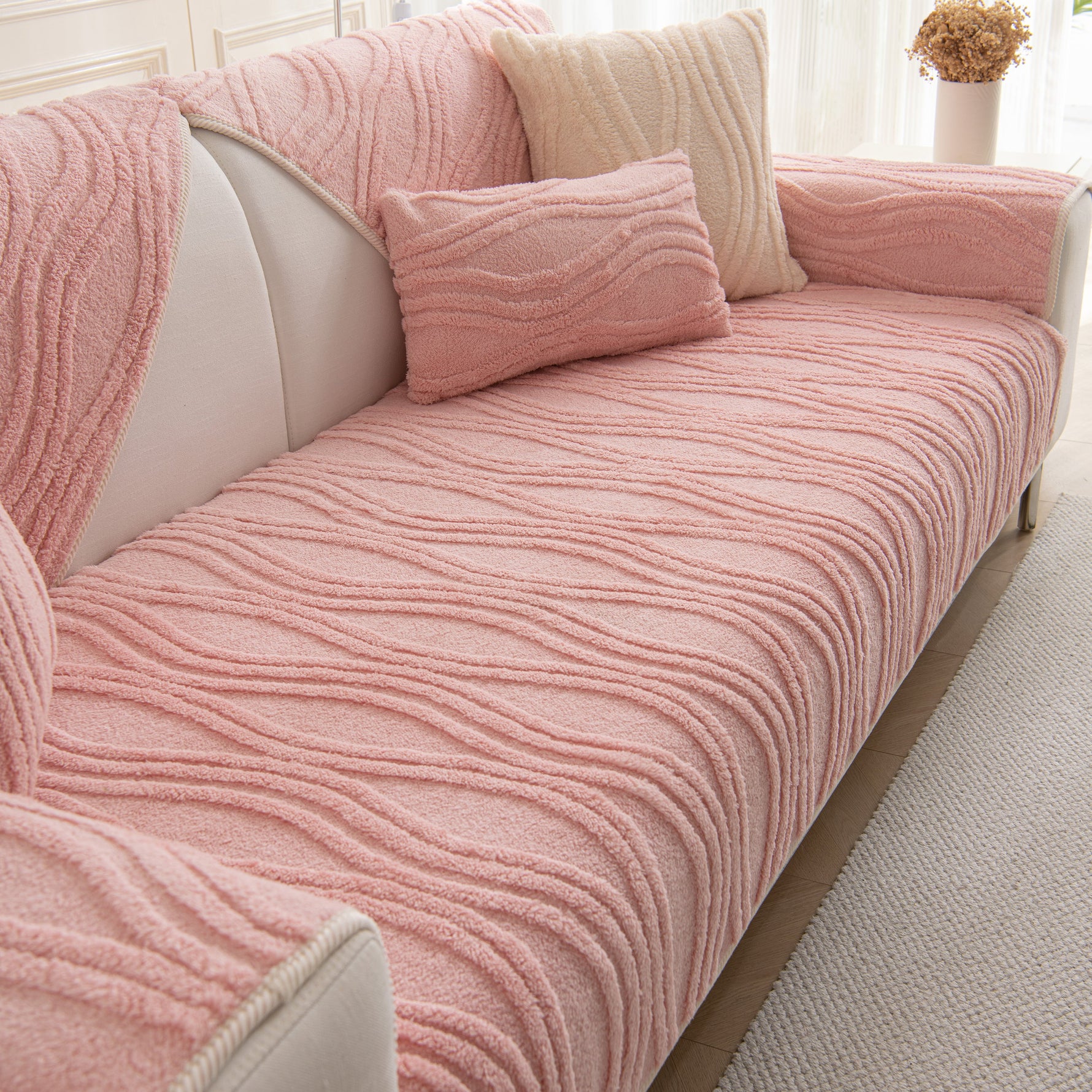 Winter Thickened Non-slip Blanket, Three-Dimensional Embossed Cotton Velvet Sofa Cover