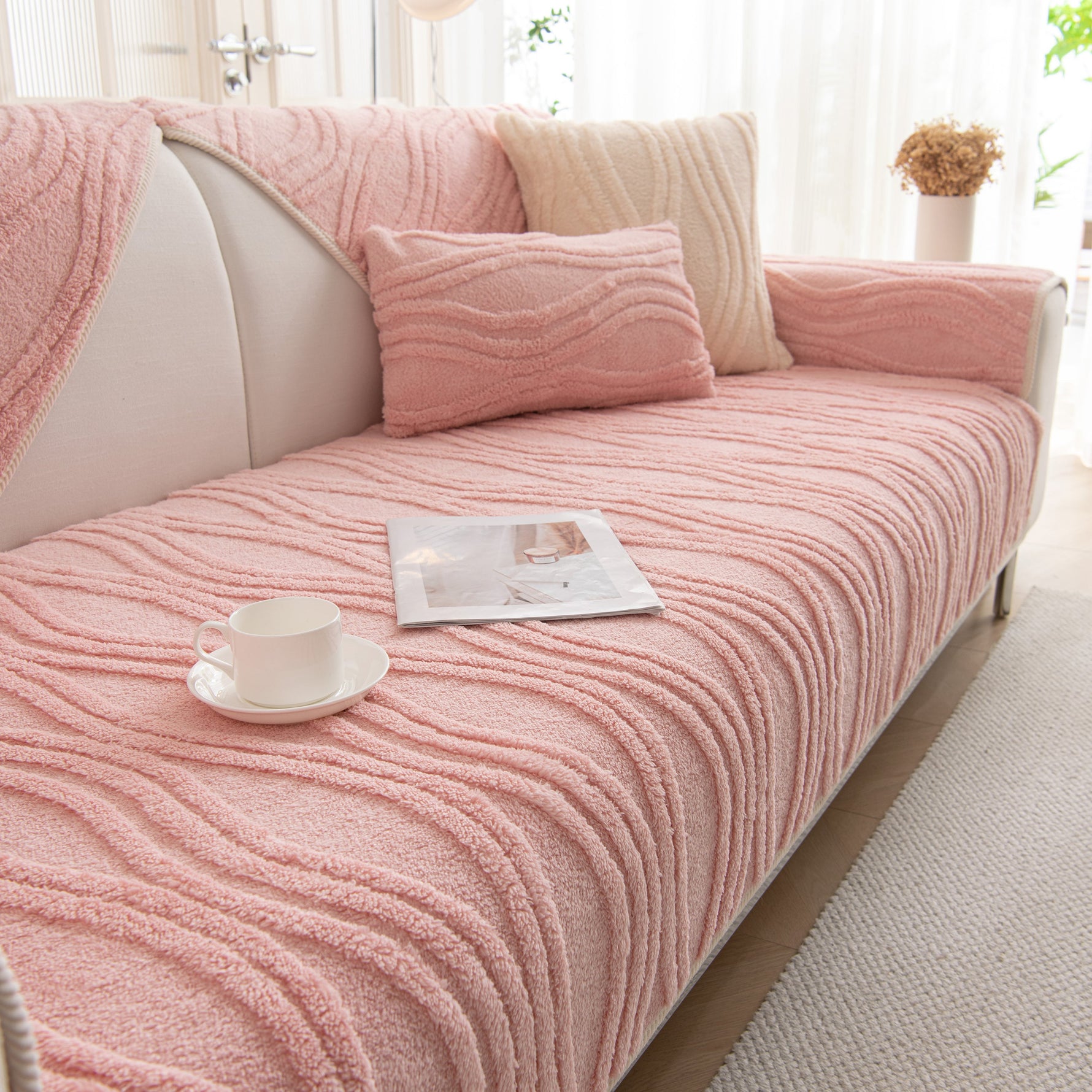 Winter Thickened Non-slip Blanket, Three-Dimensional Embossed Cotton Velvet Sofa Cover