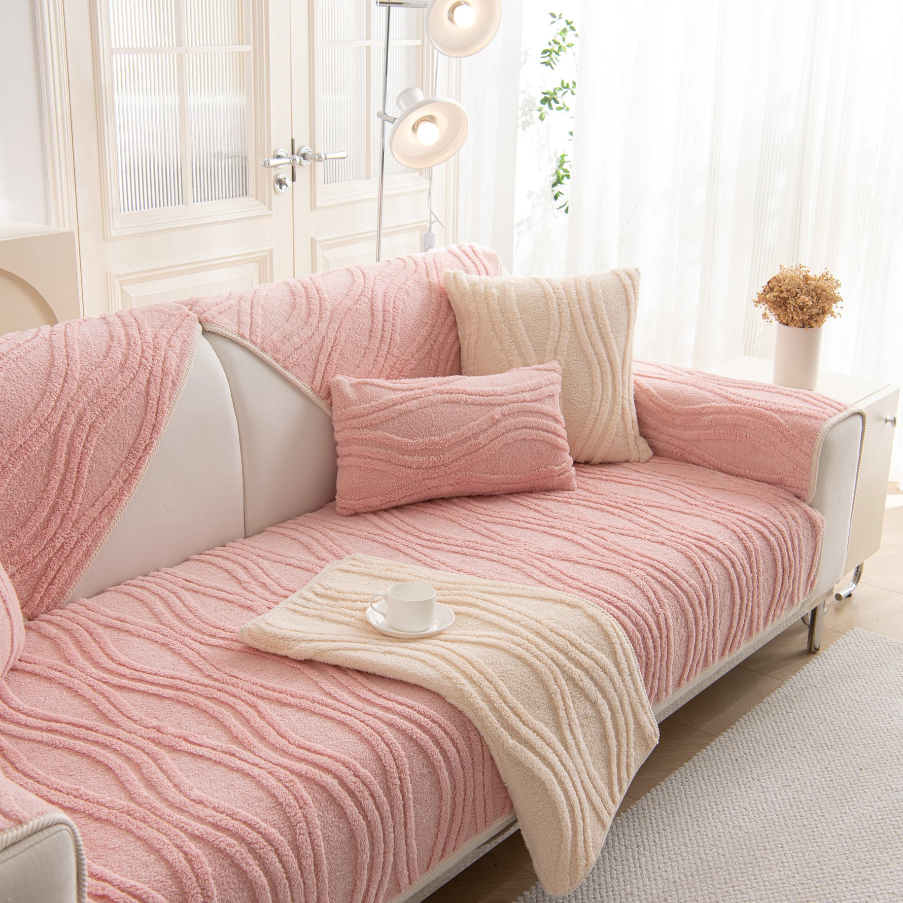 Winter Thickened Non-slip Blanket, Three-Dimensional Embossed Cotton Velvet Sofa Cover