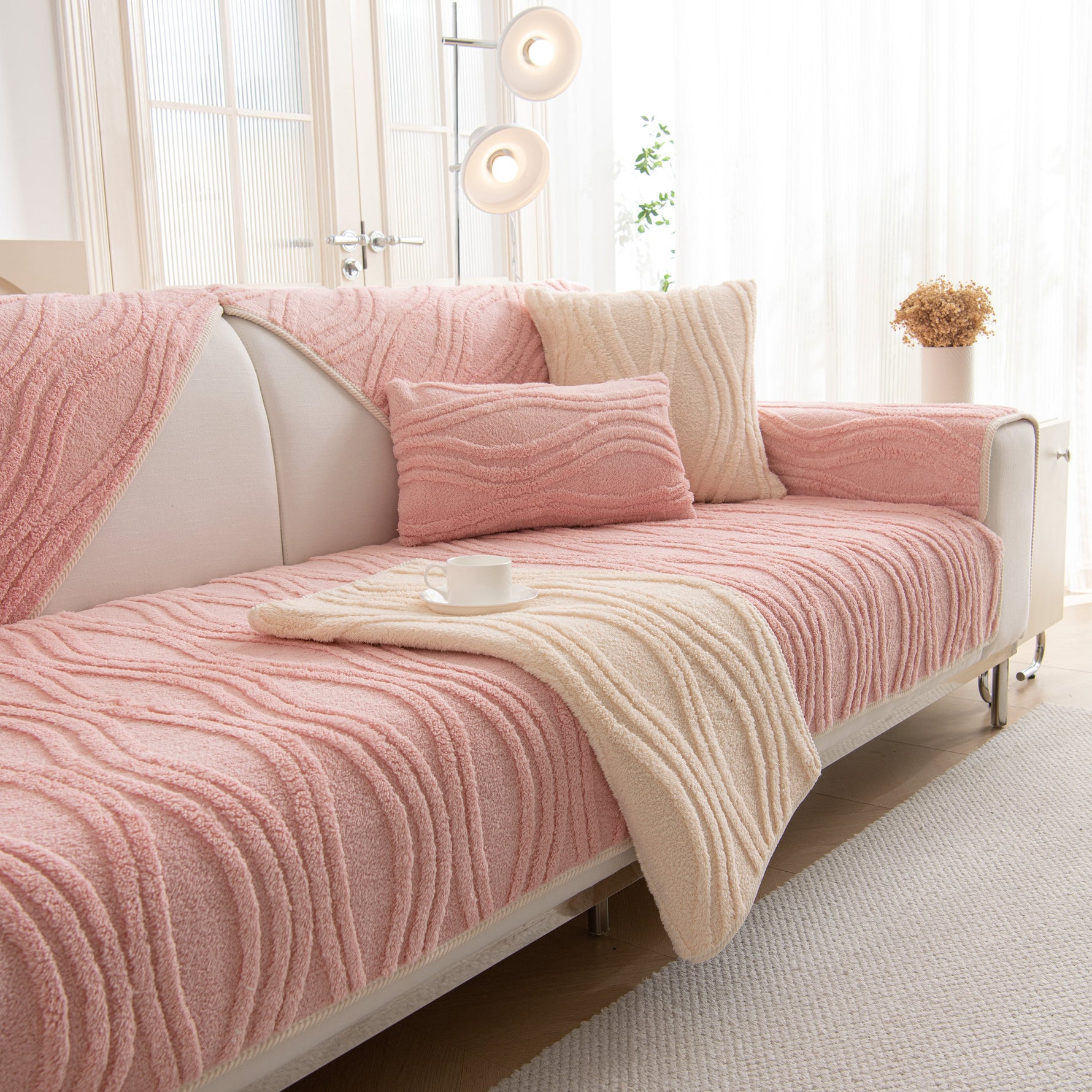 Winter Thickened Non-slip Blanket, Three-Dimensional Embossed Cotton Velvet Sofa Cover