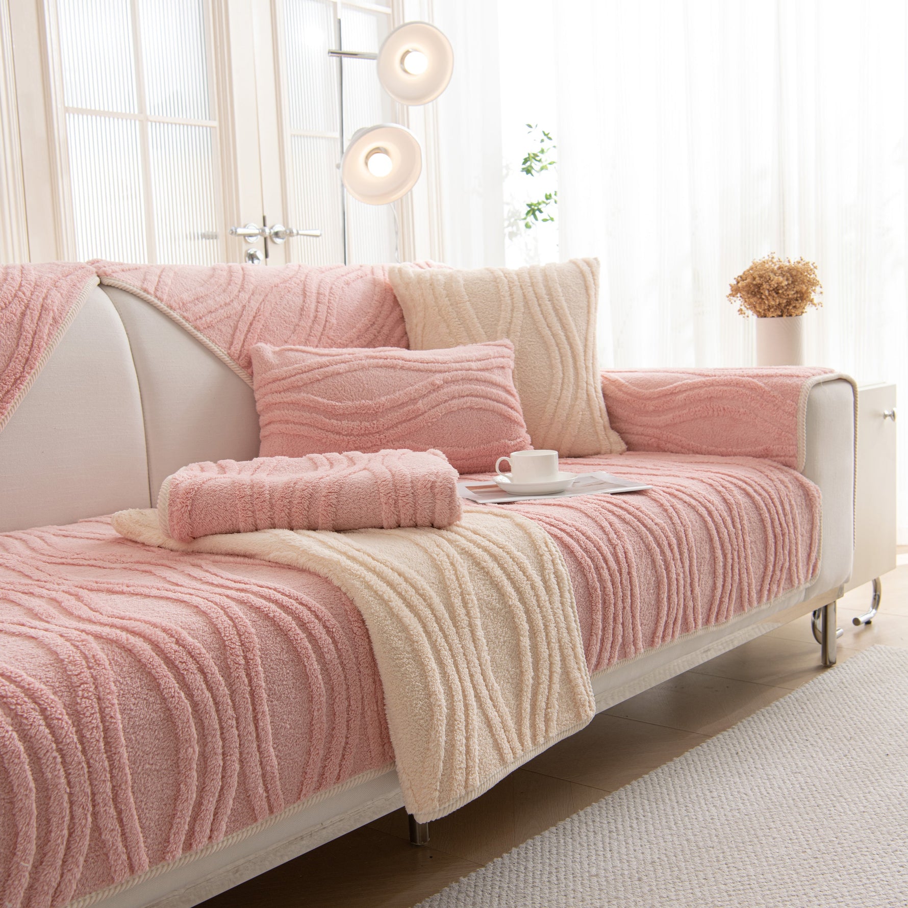 Winter Thickened Non-slip Blanket, Three-Dimensional Embossed Cotton Velvet Sofa Cover