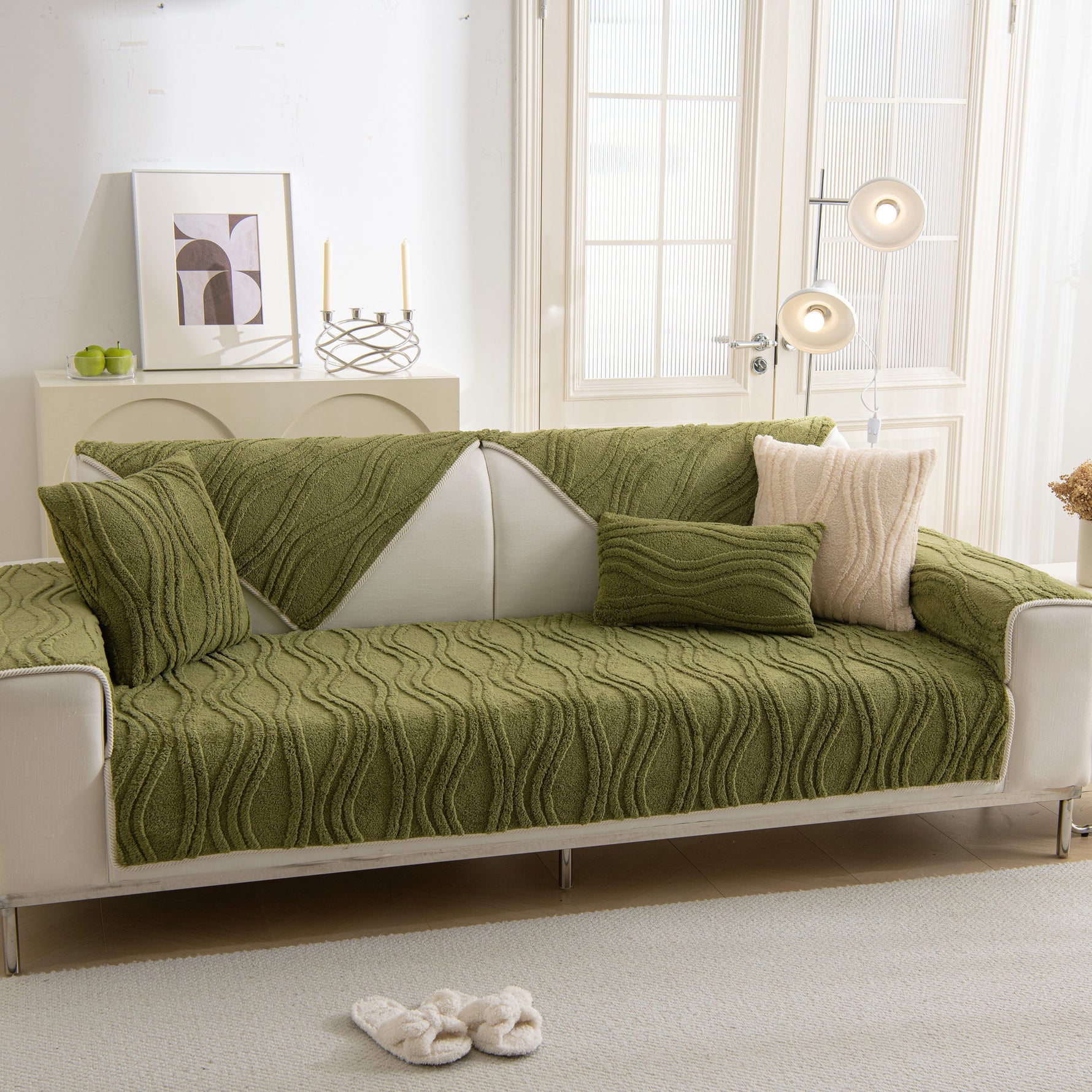 Winter Thickened Non-slip Blanket, Three-Dimensional Embossed Cotton Velvet Sofa Cover