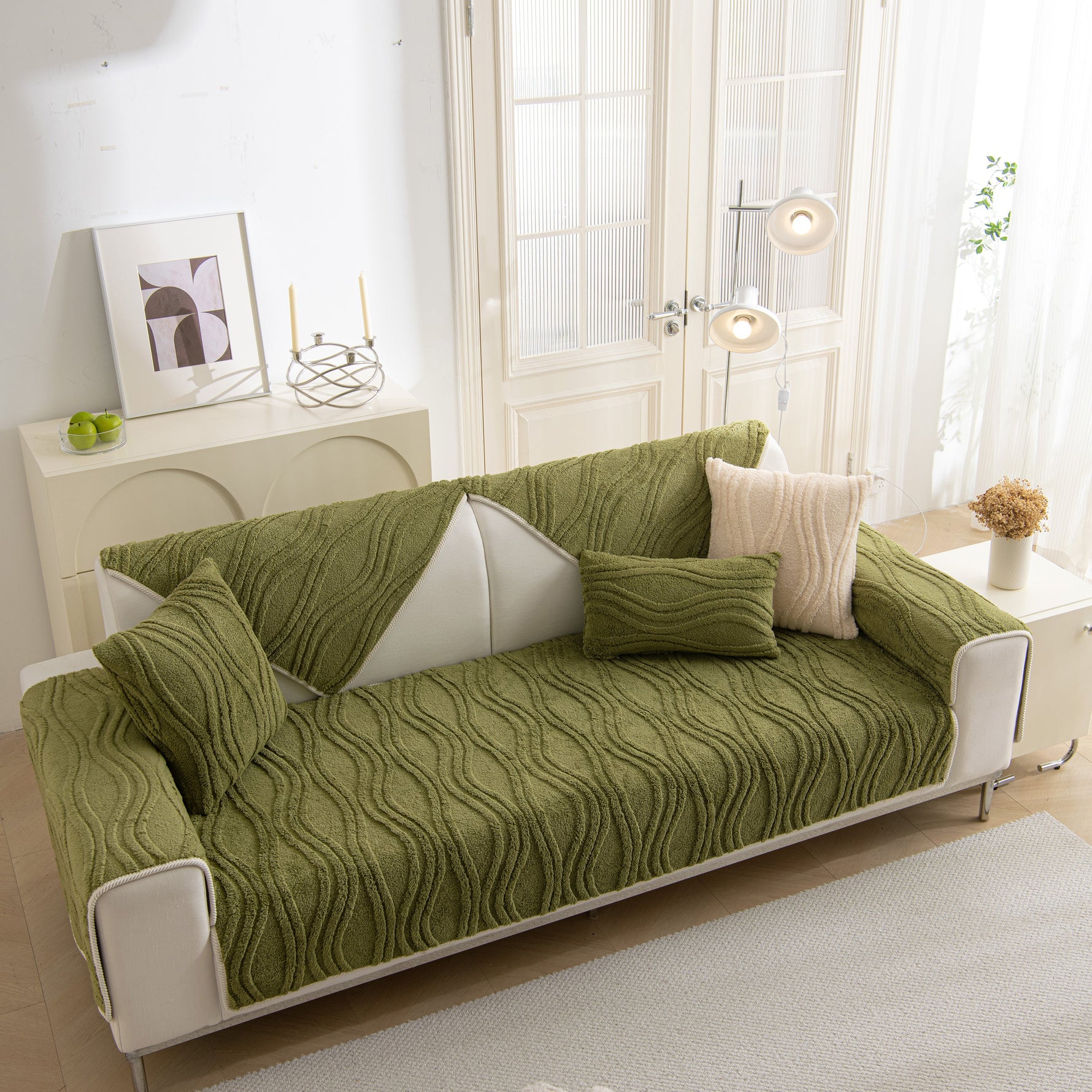 Winter Thickened Non-slip Blanket, Three-Dimensional Embossed Cotton Velvet Sofa Cover