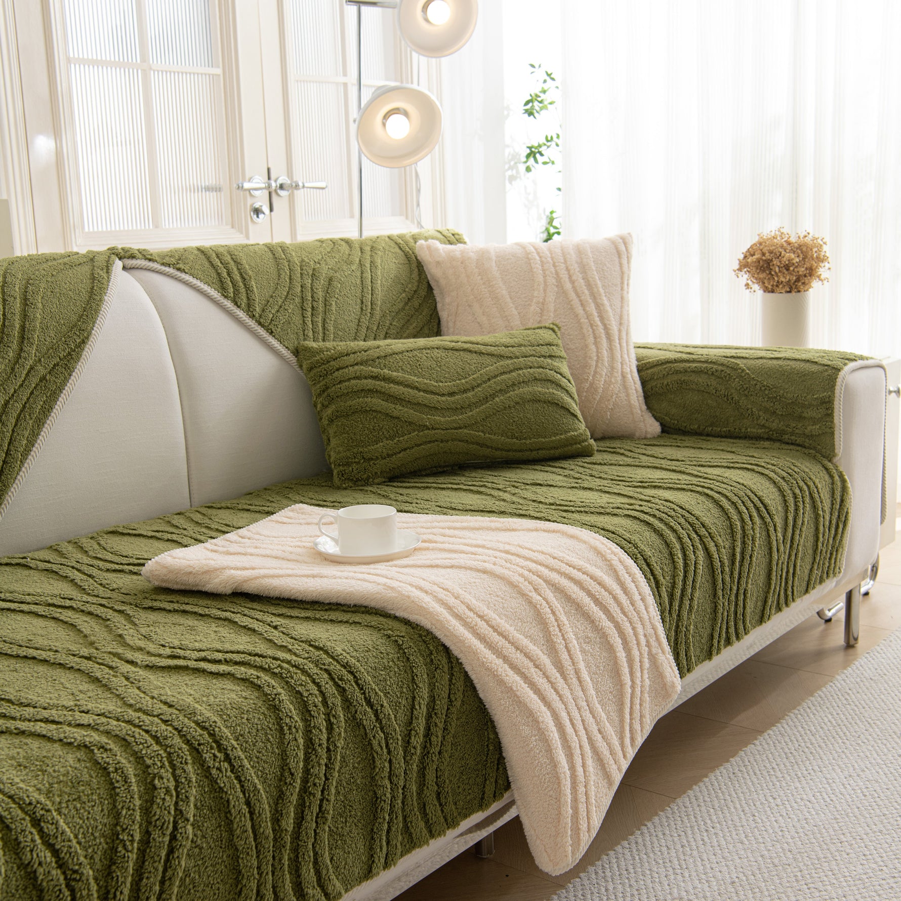 Winter Thickened Non-slip Blanket, Three-Dimensional Embossed Cotton Velvet Sofa Cover