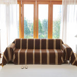 Textural Striped Chenille Sofa Covers, Boho Washable Decor Sofa Blankets Covers