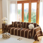 Textural Striped Chenille Sofa Covers, Boho Washable Decor Sofa Blankets Covers