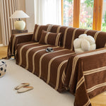Textural Striped Chenille Sofa Covers, Boho Washable Decor Sofa Blankets Covers