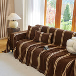 Textural Striped Chenille Sofa Covers, Boho Washable Decor Sofa Blankets Covers