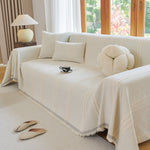 Textural Striped Chenille Sofa Covers, Boho Washable Decor Sofa Blankets Covers