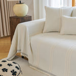 Textural Striped Chenille Sofa Covers, Boho Washable Decor Sofa Blankets Covers