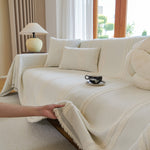 Textural Striped Chenille Sofa Covers, Boho Washable Decor Sofa Blankets Covers