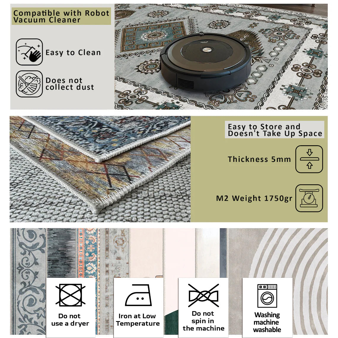 Brocken Machine Washable Area Rug