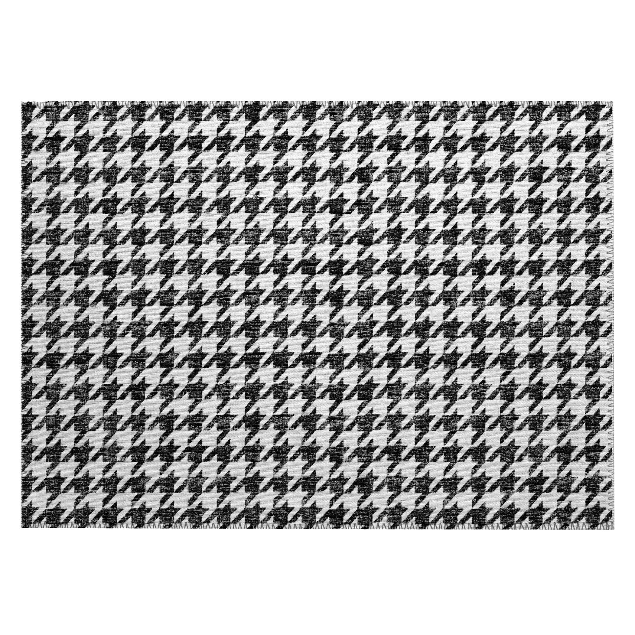 Luxury Machine Washable Indoor/Outdoor Transitional HN1 Black Rug 1'8" x 2'6" #shape_Rectangle