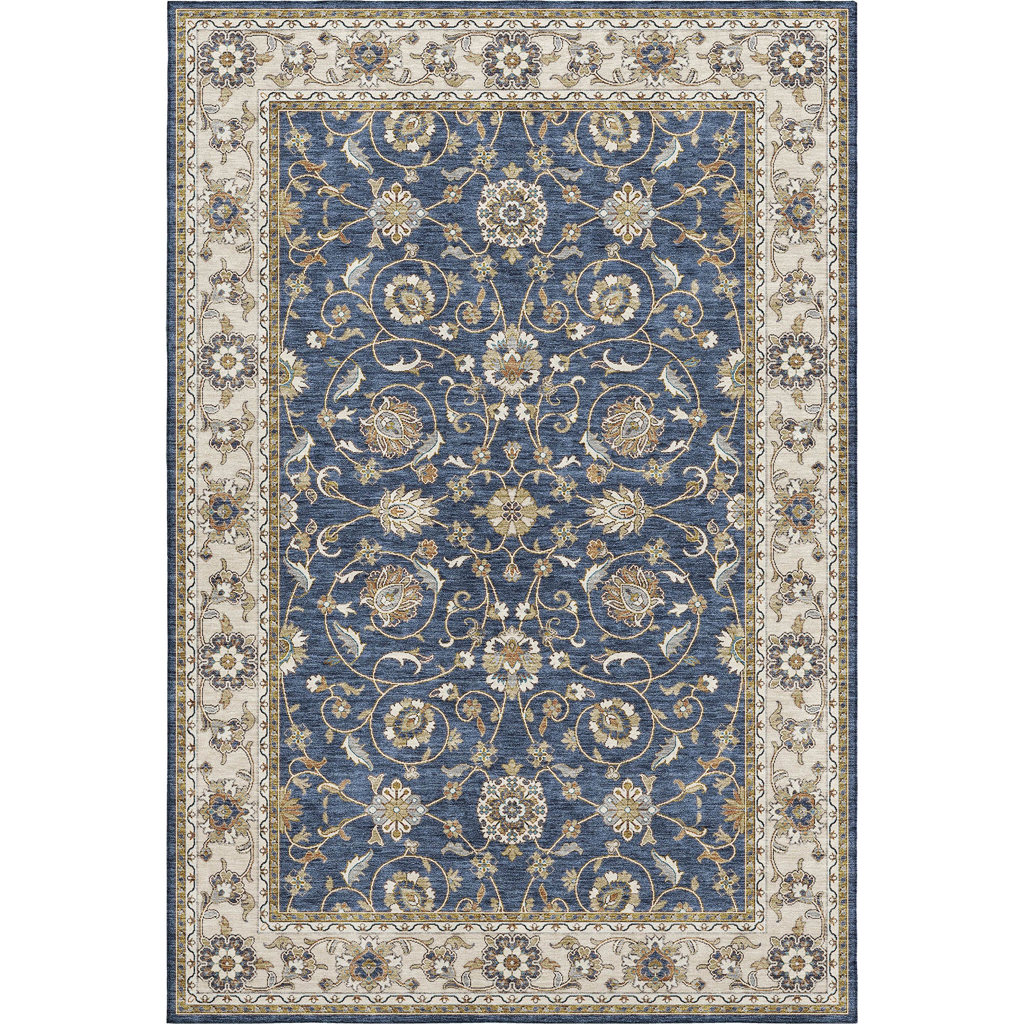 Luxury Washable Indoor/Outdoor traditional HY1 Navy Blue Rug 1'8" x 2'6" #shape_Rectangle