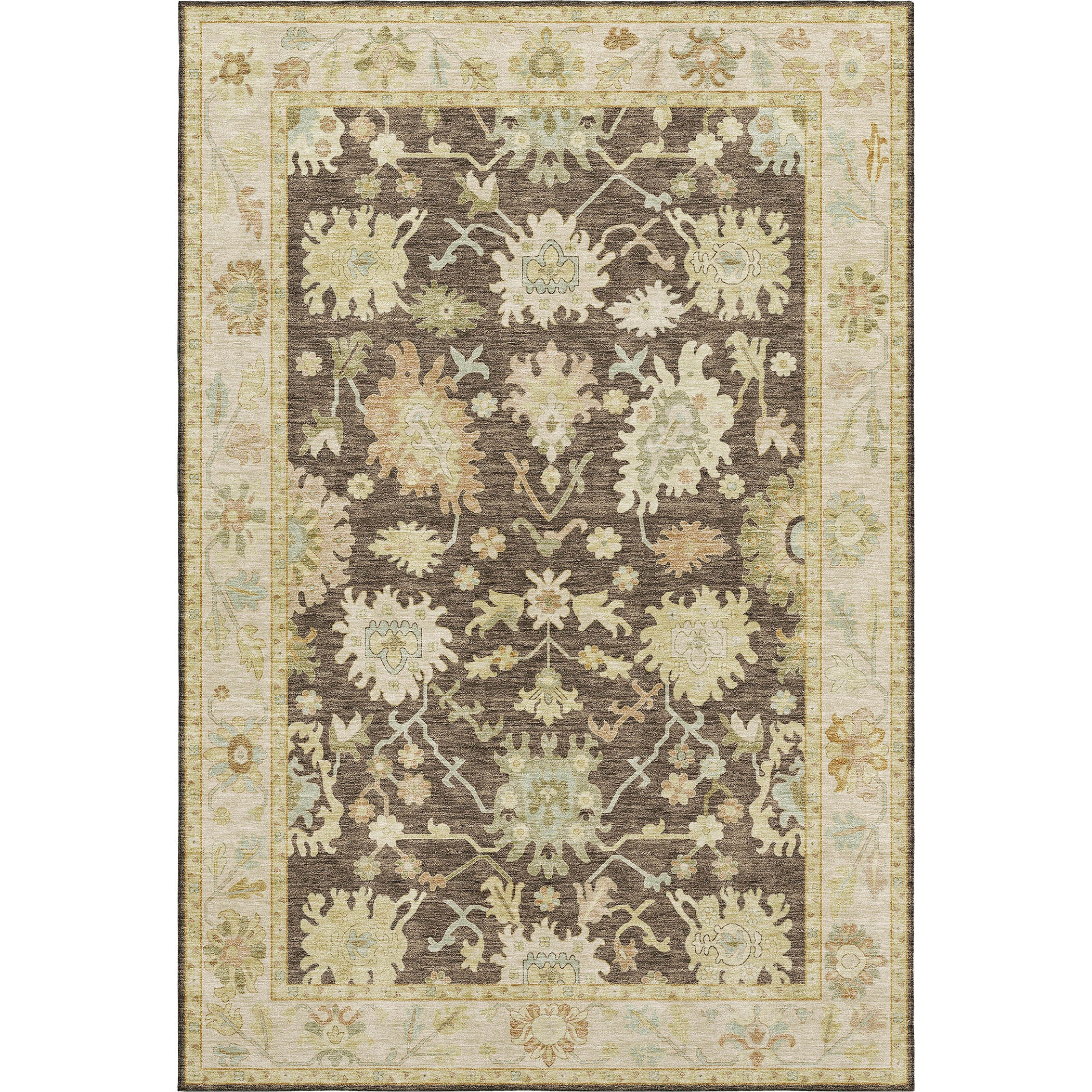 Luxury Washable Indoor/Outdoor traditional HY2 Chocolate Brown Rug 1'8" x 2'6" #shape_Rectangle