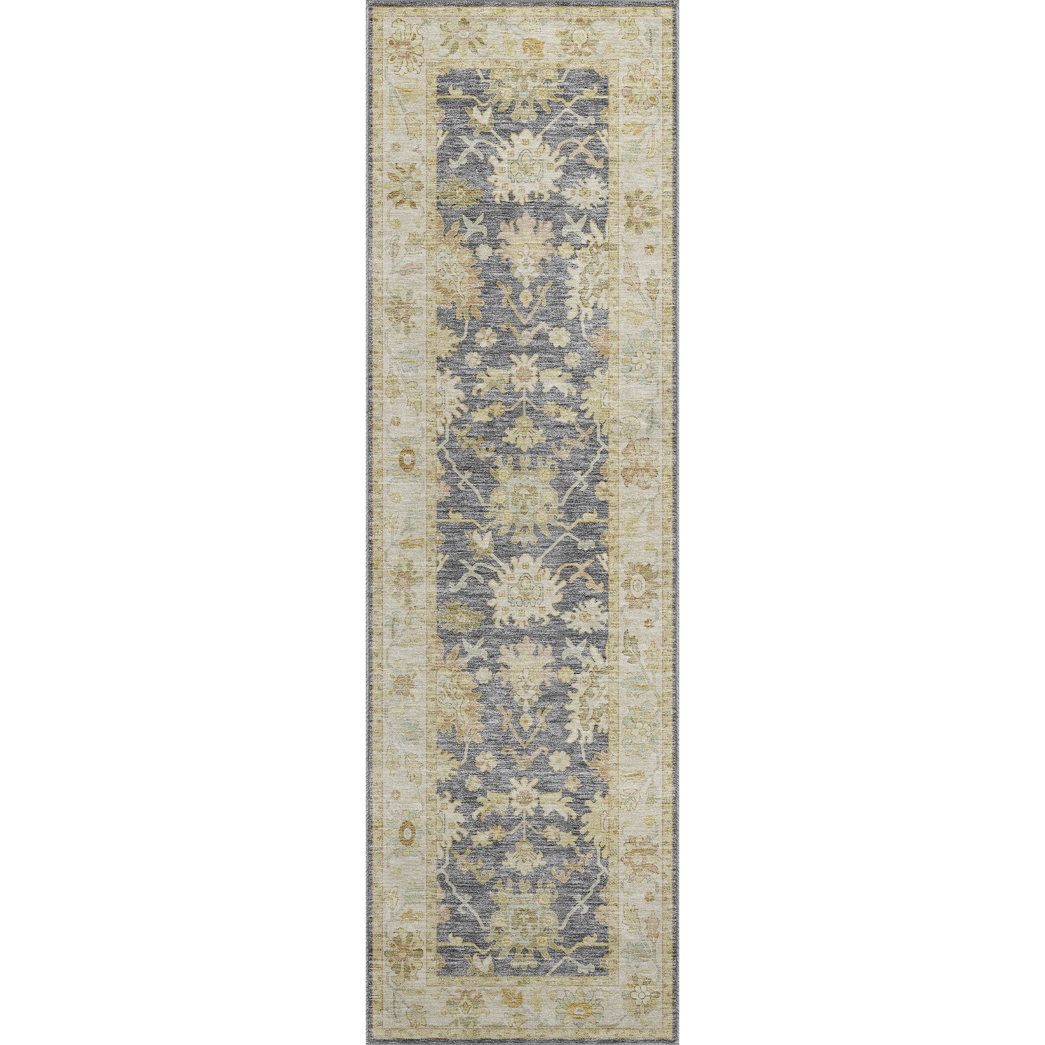 Luxury Washable Indoor/Outdoor traditional HY2 Gray Rug 2'3" x 7'6" #shape_Runner