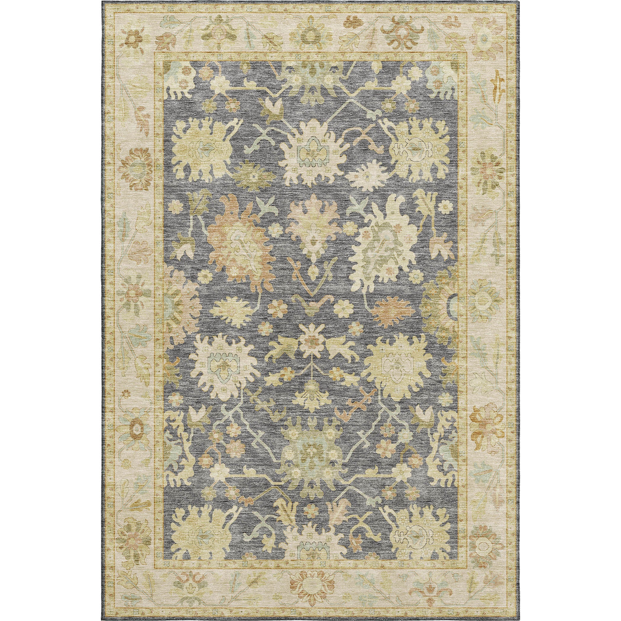 Luxury Washable Indoor/Outdoor traditional HY2 Gray Rug 1'8" x 2'6" #shape_Rectangle