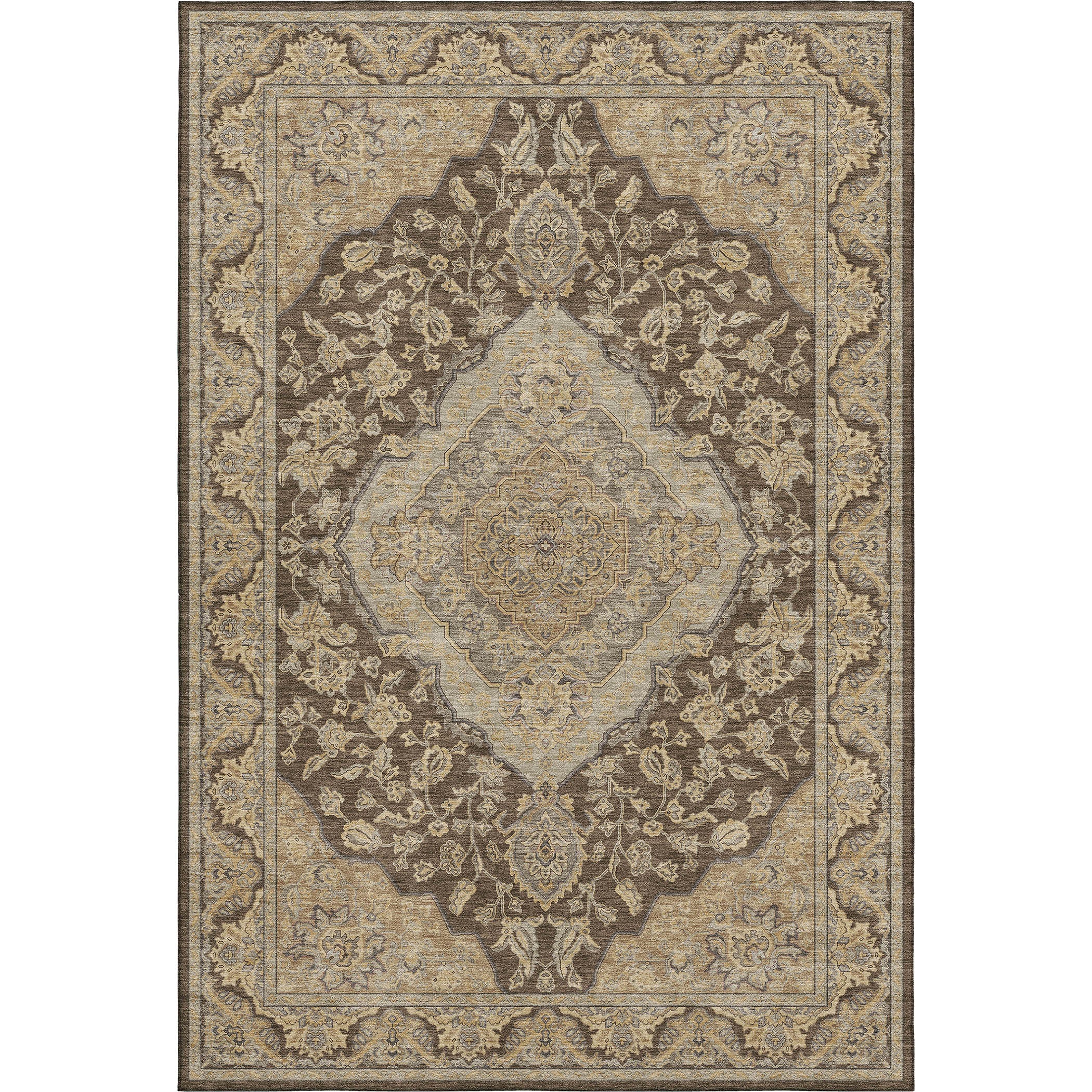 Luxury Washable Indoor/Outdoor traditional HY3 Chocolate Brown Rug 1'8" x 2'6" #shape_Rectangle