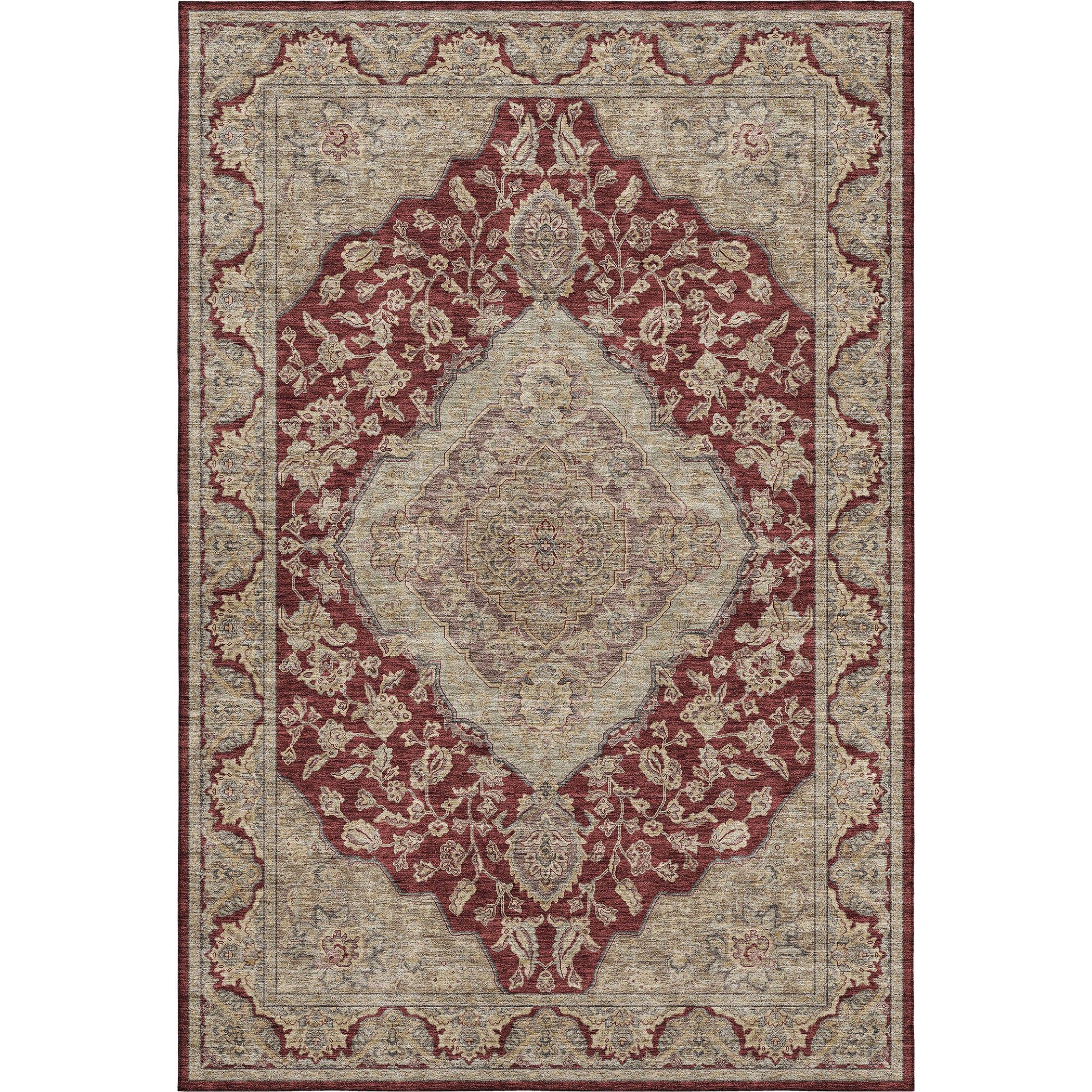 Luxury Washable Indoor/Outdoor traditional HY3 Garnet Red Rug 1'8" x 2'6" #shape_Rectangle