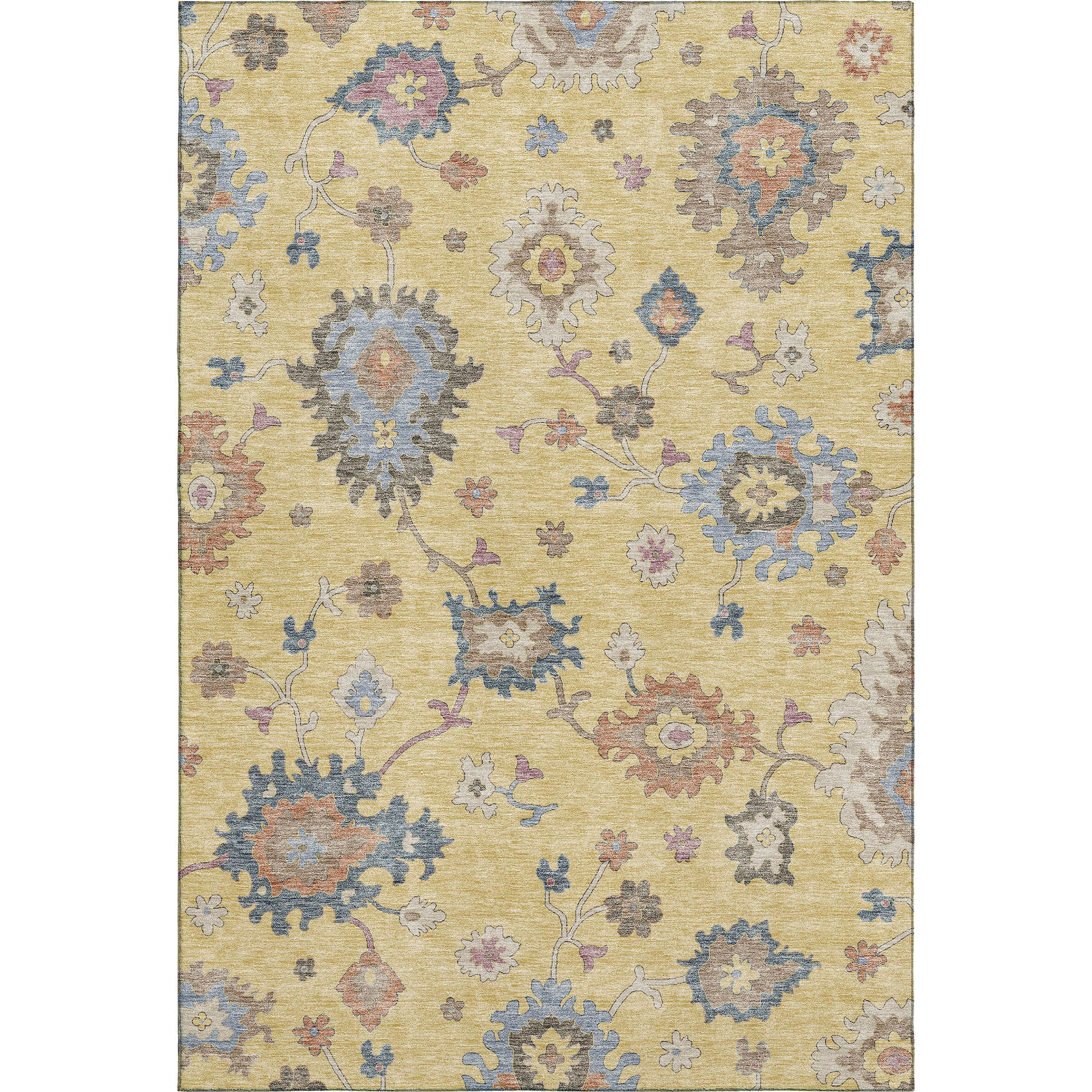 Luxury Washable Indoor/Outdoor traditional HY4 Gold Rug 1'8" x 2'6" #shape_Rectangle