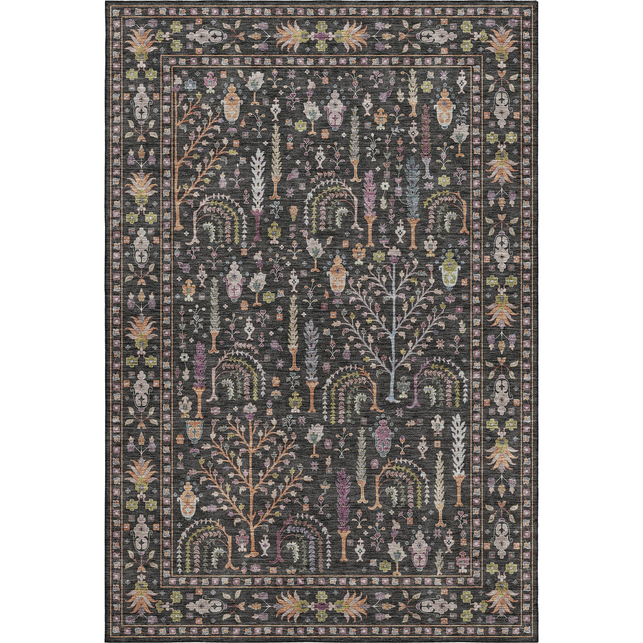 Luxury Washable Indoor/Outdoor traditional HY5 Black Rug 1'8" x 2'6" #shape_Rectangle