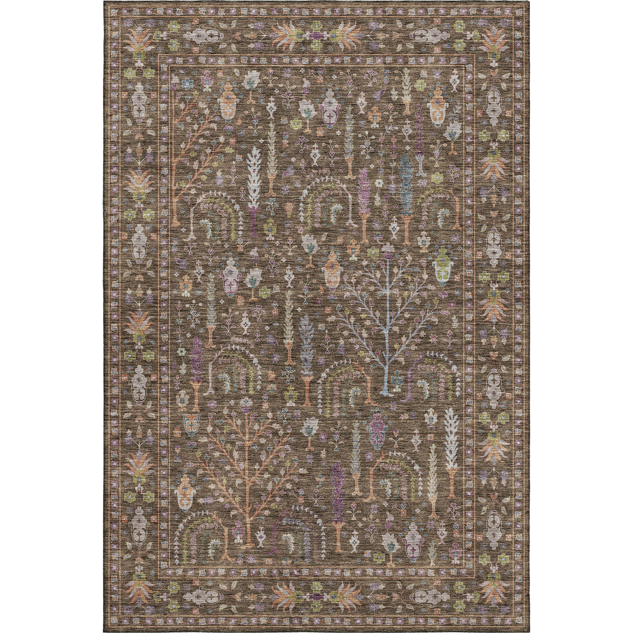 Luxury Washable Indoor/Outdoor traditional HY5 Brown Rug 1'8" x 2'6" #shape_Rectangle