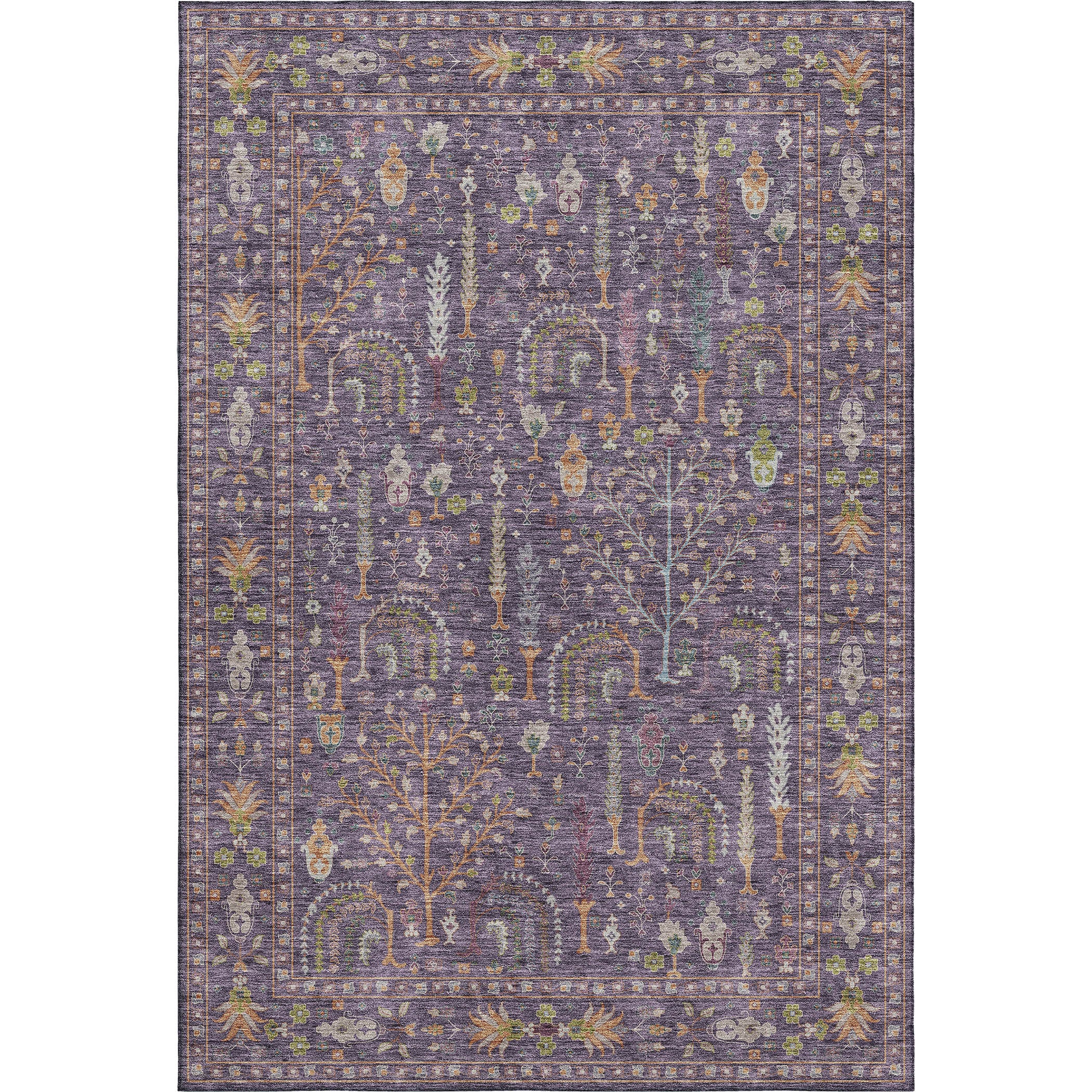 Luxury Washable Indoor/Outdoor traditional HY5 Eggplant Purple Rug 1'8" x 2'6" #shape_Rectangle