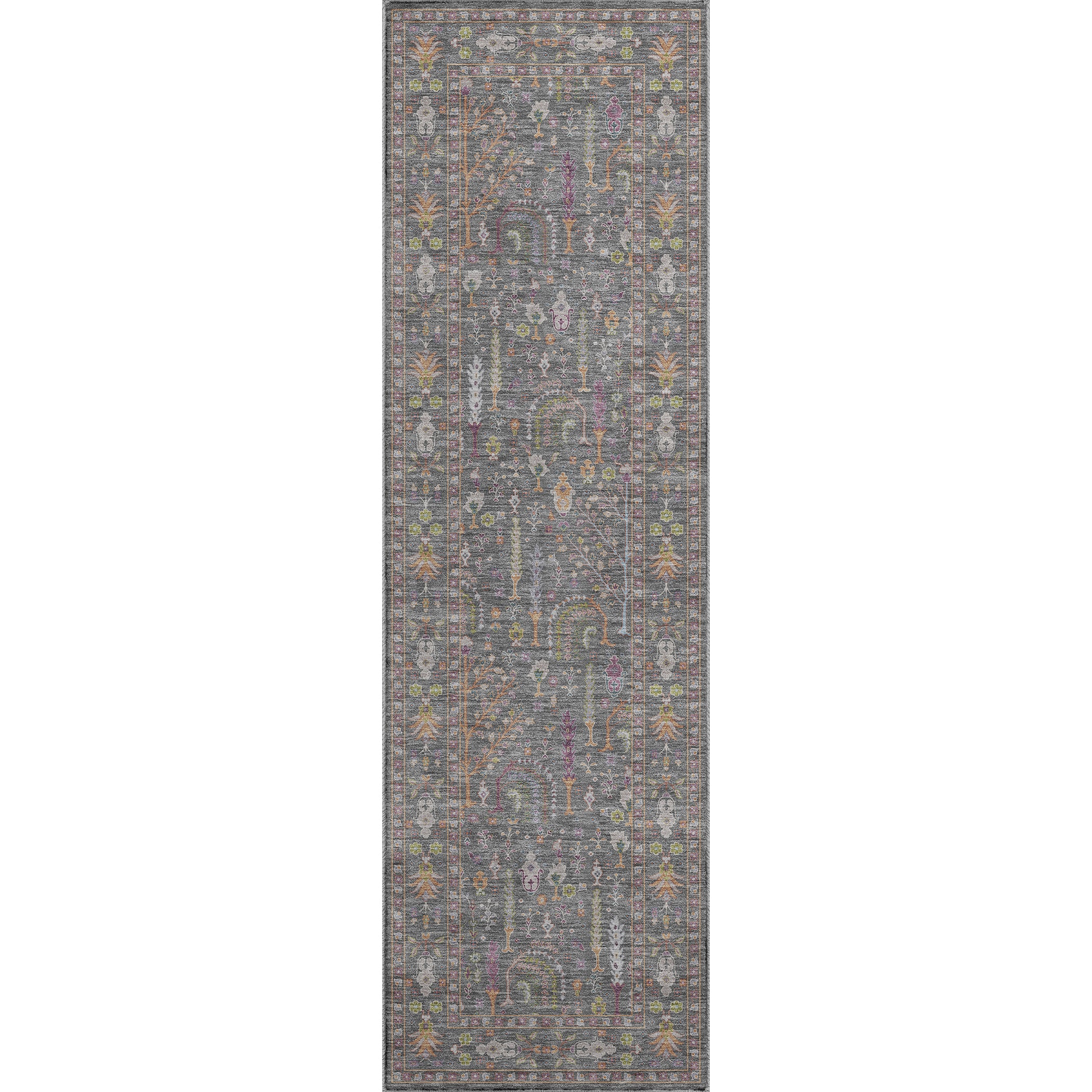 Luxury Washable Indoor/Outdoor traditional HY5 Gray Rug 2'3" x 7'6" #shape_Runner