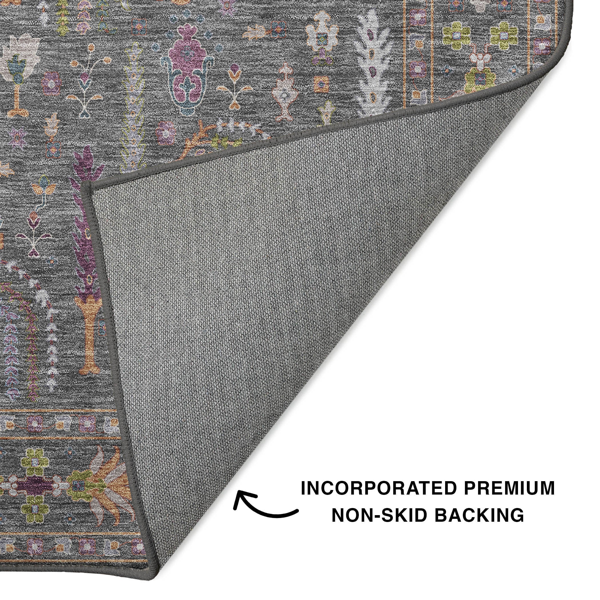 Luxury Washable Indoor/Outdoor traditional HY5 Gray Rug 1'8" x 2'6" #shape_Rectangle