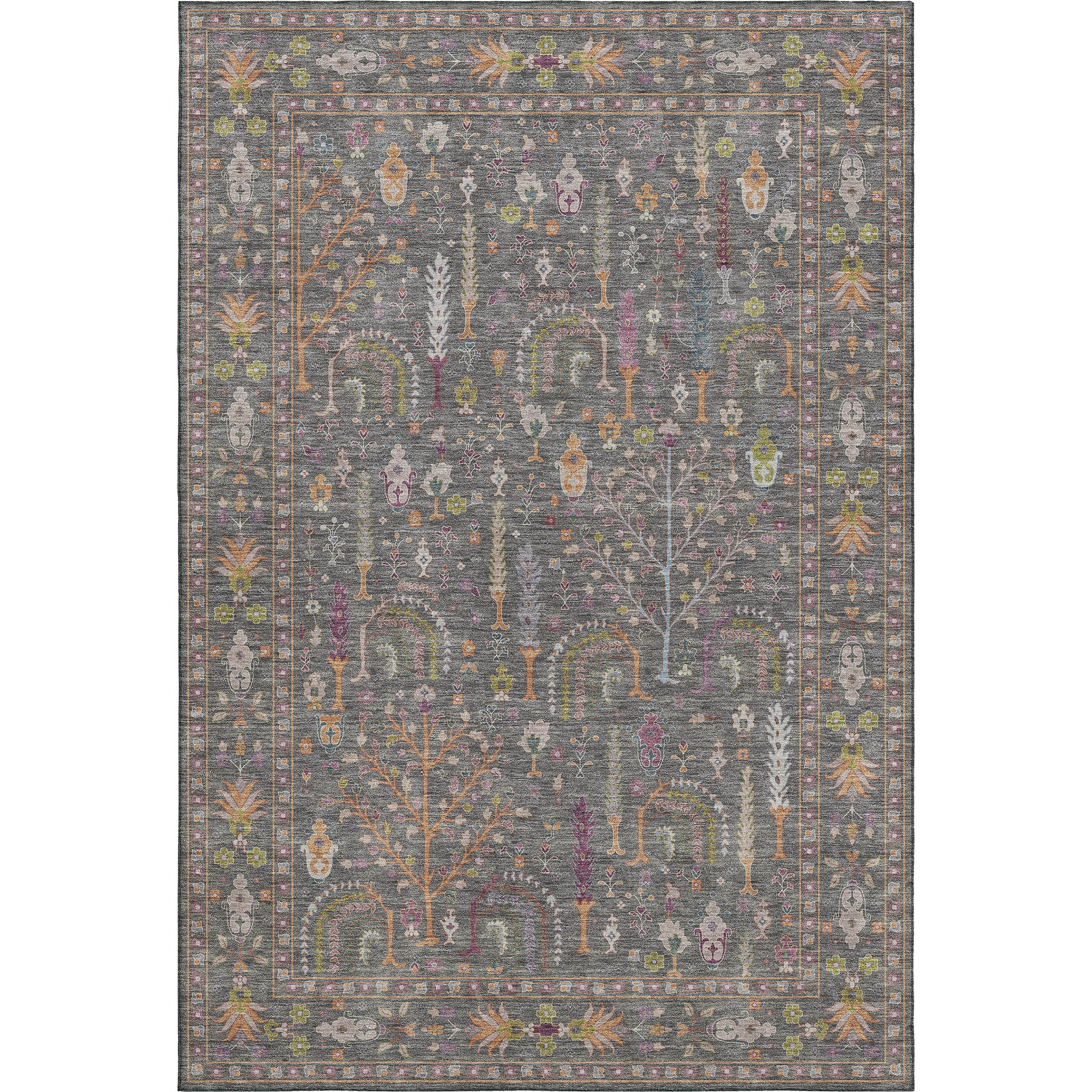 Luxury Washable Indoor/Outdoor traditional HY5 Gray Rug 1'8" x 2'6" #shape_Rectangle