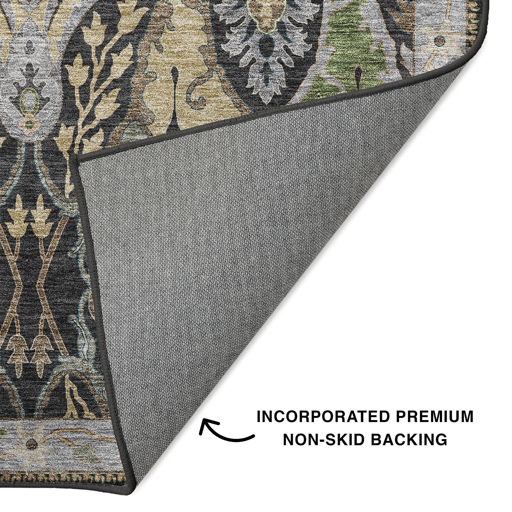 Luxury Washable Indoor/Outdoor traditional HY6 Black Rug 1'8" x 2'6" #shape_Rectangle