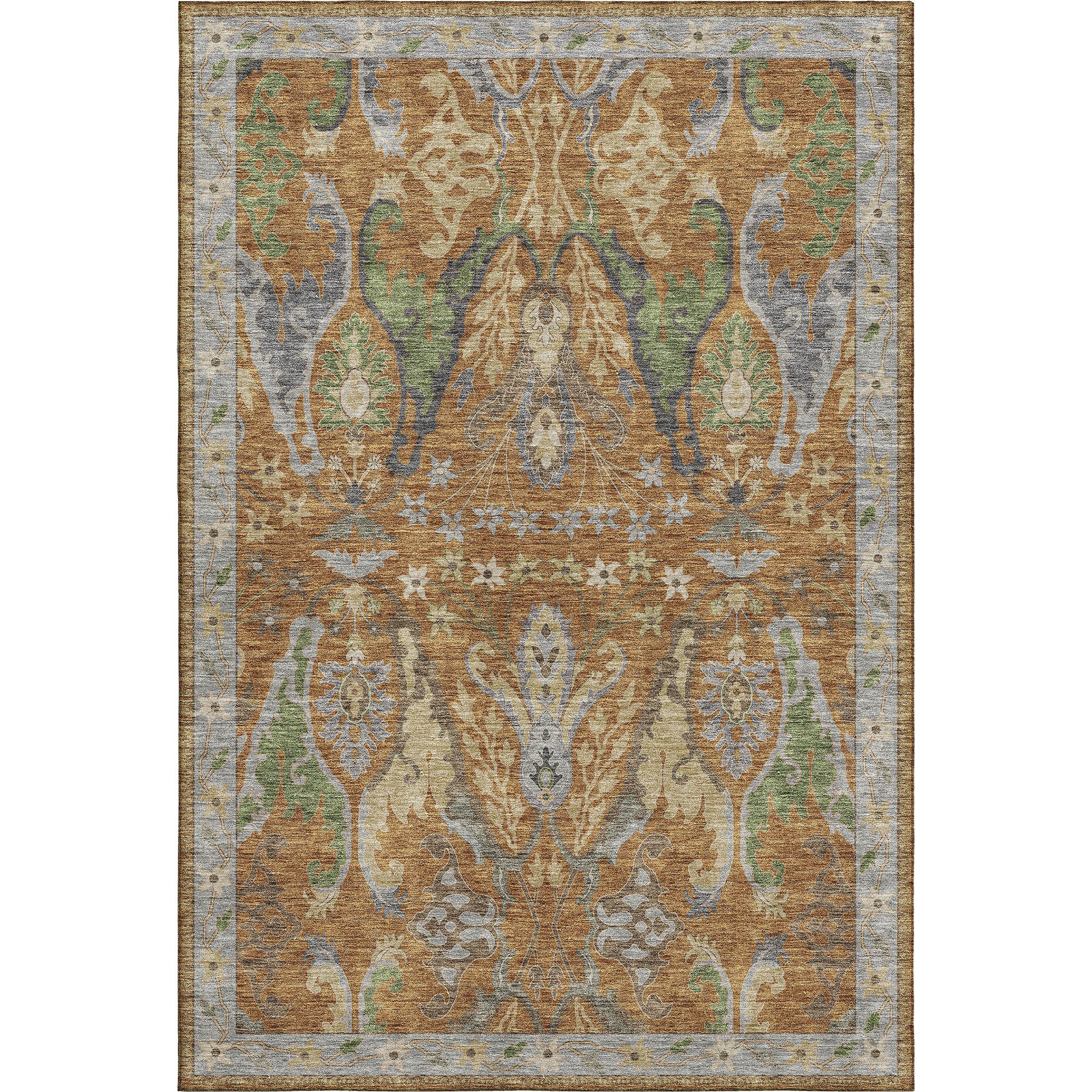 Luxury Washable Indoor/Outdoor traditional HY6 Copper Orange Rug 1'8" x 2'6" #shape_Rectangle