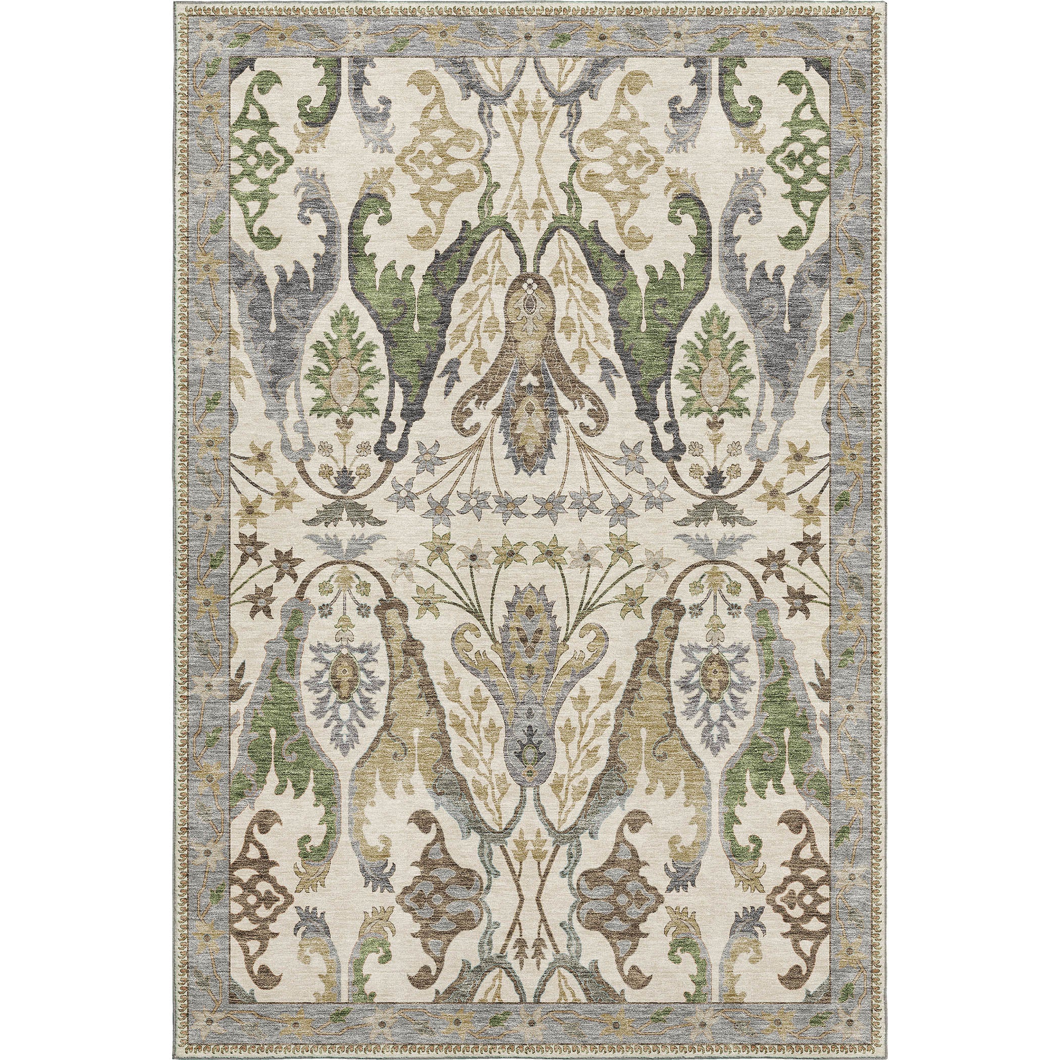 Luxury Washable Indoor/Outdoor traditional HY6 Ivory Rug 1'8" x 2'6" #shape_Rectangle